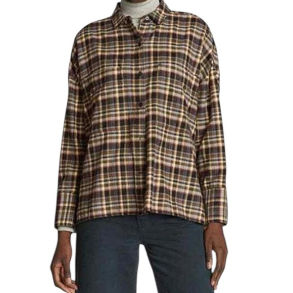 Everlane The‎ Boxy Plaid Flannel Shirt Oversized Organic Cotton Loose Layer NWT - Picture 1 of 14